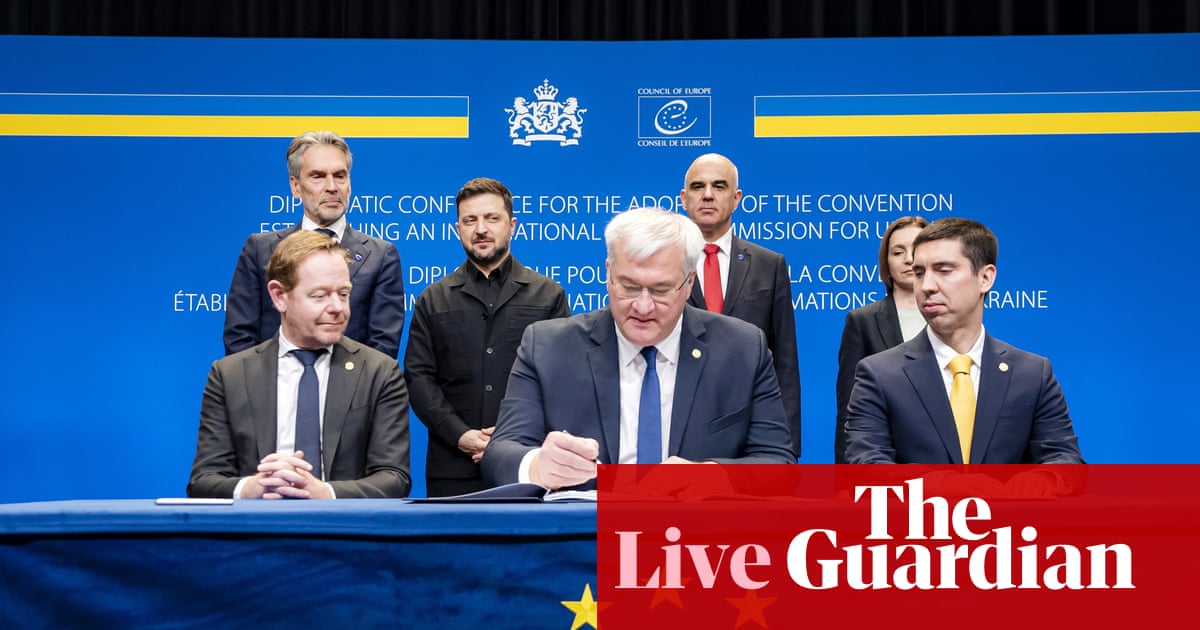 European leaders sign treaty establishing Ukraine war damages body – as it happened