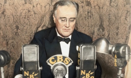 US president Franklin D Roosevelt delivers a radio address during one of his ‘fireside chats’.