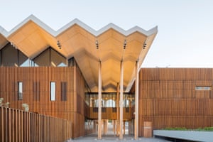 The wood-panelled exterior of Marrickville library