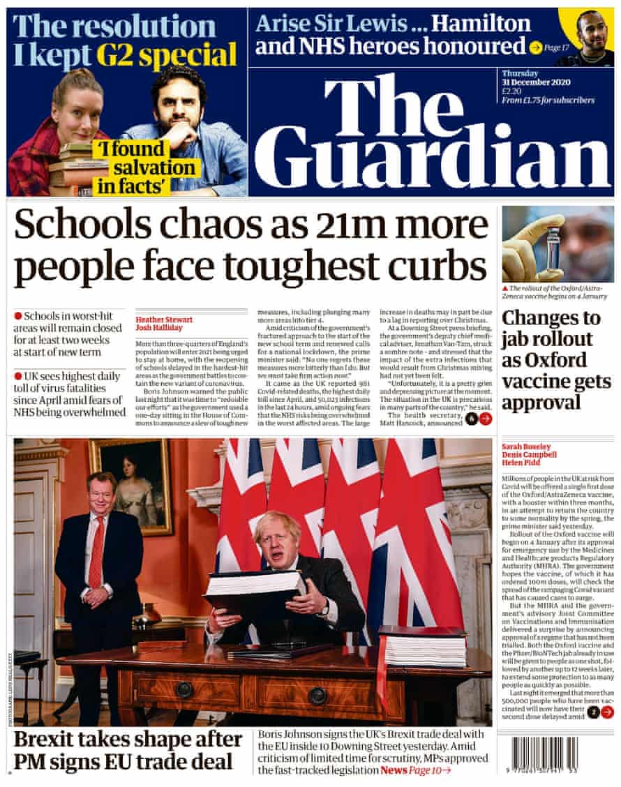 Guardian front page new year’s eve
