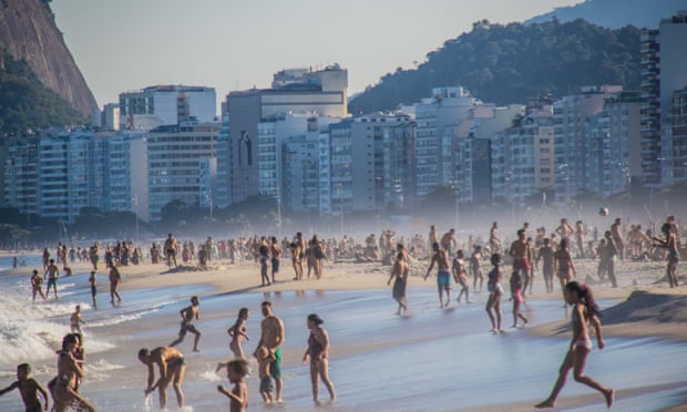 Crowded beaches after quarantine eases in Rio de Janeiro.