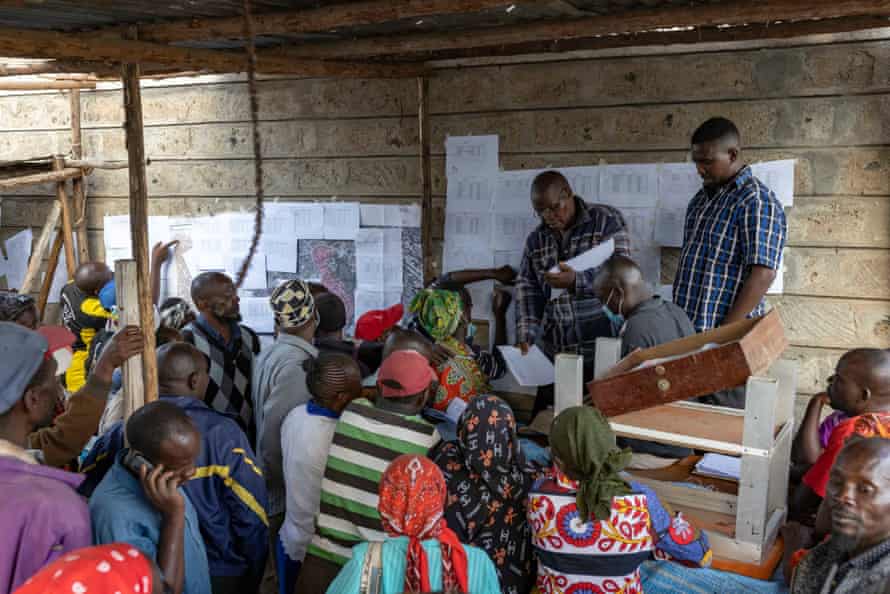 Mukuru Kwa Njenga residents try to register who was living in the demolished area.