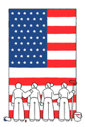 people painting a flag