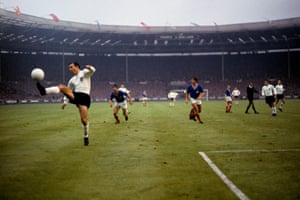 Greaves tries to bring the ball down in the 1966 World Cup game against France
