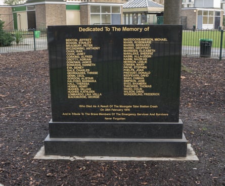 The memorial to the 43 people killed in the crash, in Finsbury Square, close to Moorgate station.