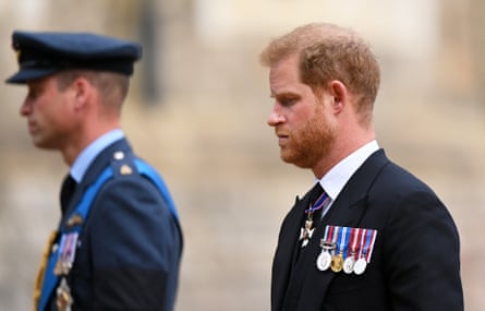 Prince William and Prince Harry at the funeral of Queen Elizabeth II.