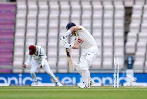 Denly, bowled by Gabriel for 18.