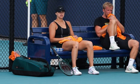 Aryna Sabalenka during practice in Miami on Wednesday.