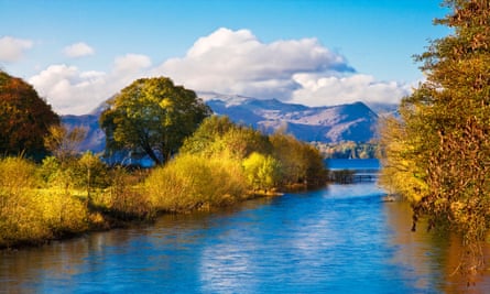 The view from Pooley Bridge onto the River Eamont as it flows into Ullswater.