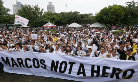 Rally in Philippines contests hero's burial for Ferdinand Marcos