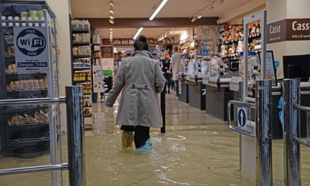 A flooded supermarket in Venice on 15 November.
