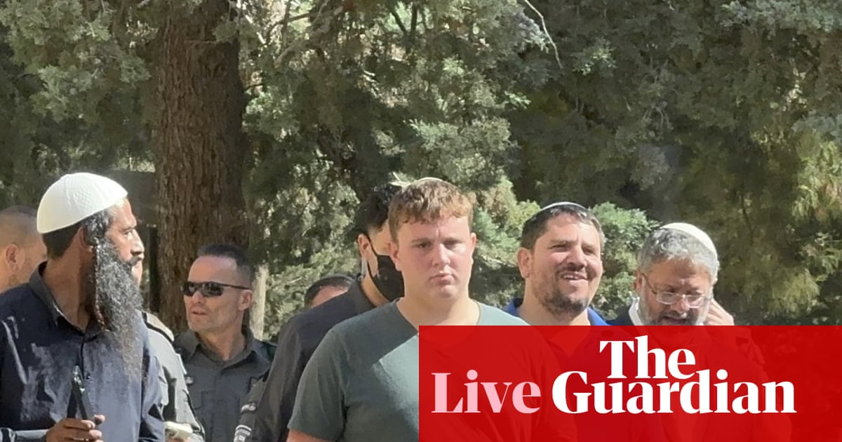 Israel-Gaza war live: anger grows over Israeli far-right minister praying at al-Aqsa mosque