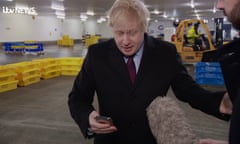 Boris Johnson was questioned over a picture of a sick child sleeping on the floor of Leeds general hospital by an ITV journalist.