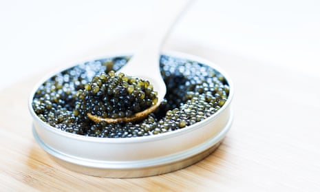 close-up of black caviar