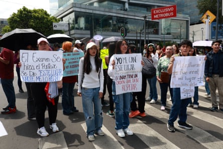 Student applicants of the National Autonomous University of Mexico protest