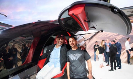 Entrepreneur Marc Lore, left, at a high-tech aviation expo in Hawthorne, California. Lore wants to build a ‘city of the future’ in the desert.