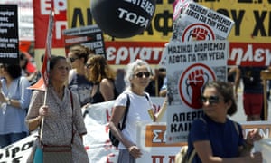 People take part in demonstration against against planned austerity measures in Greece