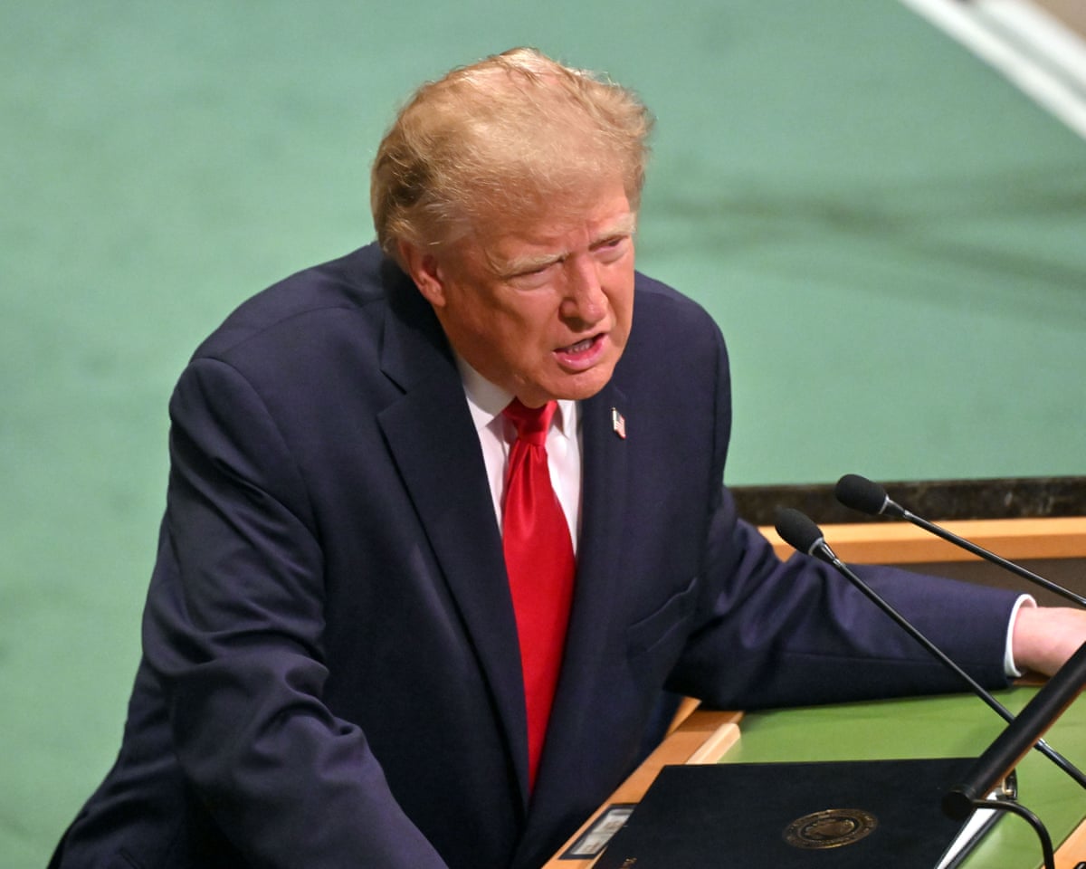 United States president Donald Trump addresses the United Nations General Assembly in New York.