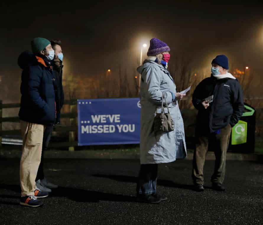Fans wait to go in to their first game back at Brighton v Southampton at the Amex on 7 December.