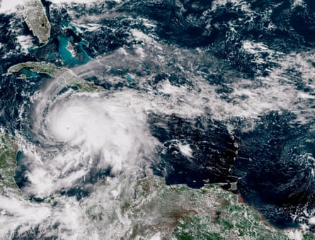 A satellite image provided by Noaa of Hurricane Melissa.