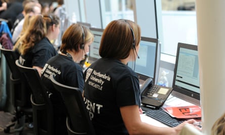 Busy scenes at Northumbria University’s Clearing hotline call centre in Newcastle where thousands of calls were taken from hopeful students on A-Level results day.