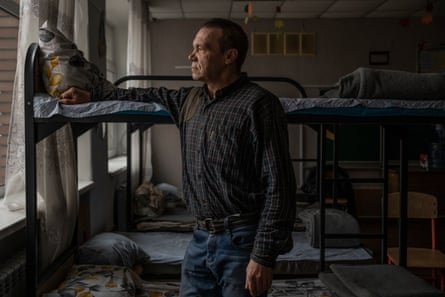 Vitalik Santakov, a former Avdiivka resident, at a refugee hub in Pokrovsk