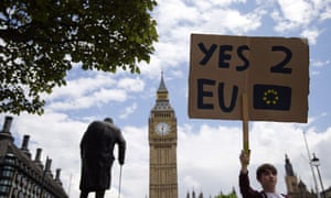 A demonstrator holds a placard during a protest against the outcome of the EU referendum