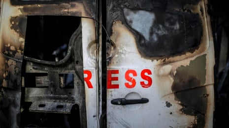 Aftermath of deadly Israeli airstrike on Gaza journalists – video