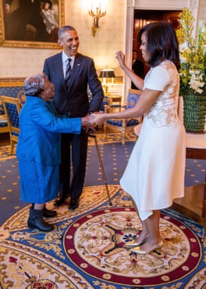 Michelle Obama dances with 106-year-old Virginia McLaurin