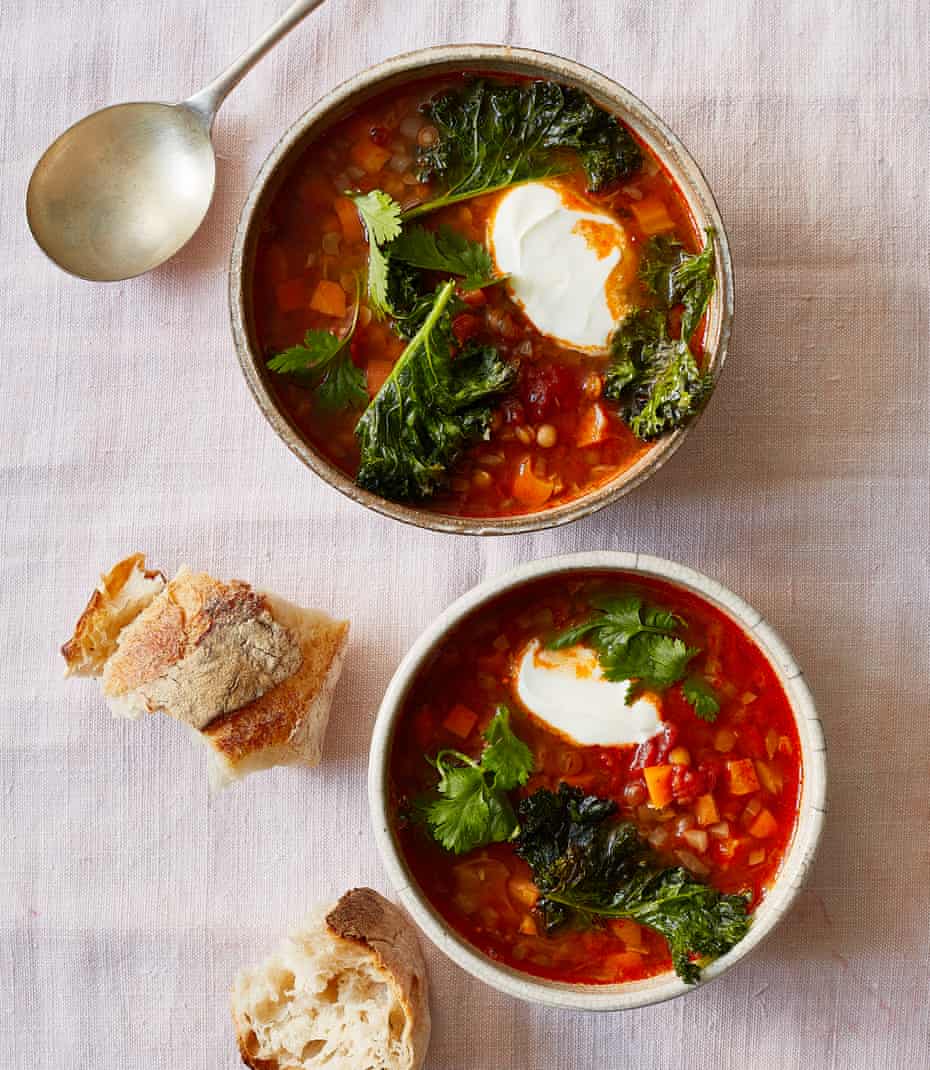 Thomasina Miers’ Moroccan lentil and carrot soup. 