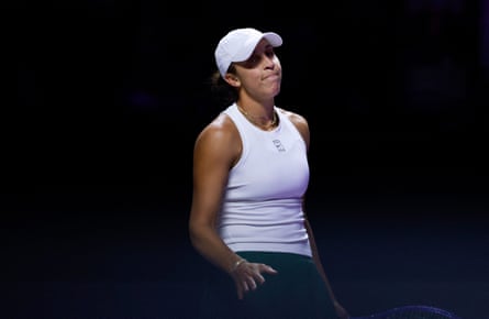 Madison Keys looks despondent during her loss to Iga Swiatek.