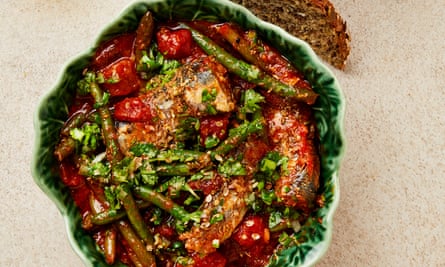 Harissa sardines with zingy herb salsa