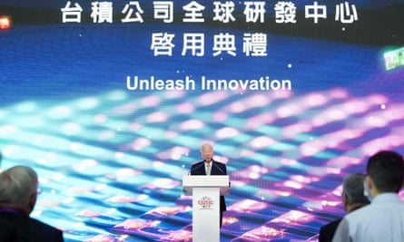 Morris Chang, founder of TSMC, speaks at an event in Taiwan last month. Chang, 92, has warned that US efforts to rebuild chip manufacturing domestically were ‘doomed to fail’.
