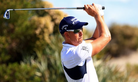 Henrik Stenson on his way to an opening level-par round of 72 at the Hero World Challenge.