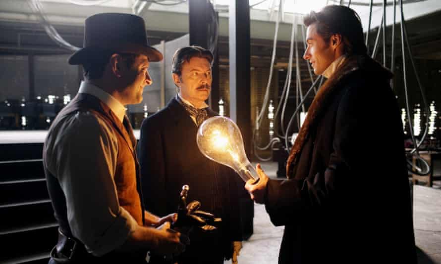 ‘David Bowie was one of the funniest human beings I’ve ever met’: Serkis with Bowie and Hugh Jackman in The Prestige (2006).