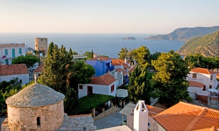View over old town, Alonissos, Greek Islands