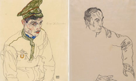 Detail from Russian War Prisoner and Portrait of a Man by the Austrian expressionist Egon Schiele