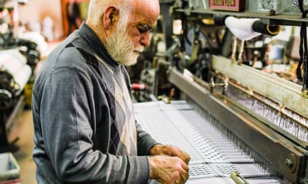Man working at a loom