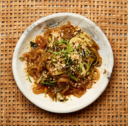 Meera Sodha’s hot-and-sour potato noodles with pak choi.