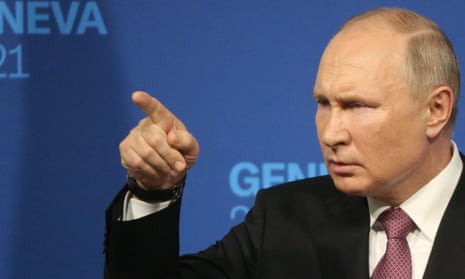 Russian President Vladimir Putin gestures during his press conference after his talks with Joe Biden at the US - Russia Summit last June.