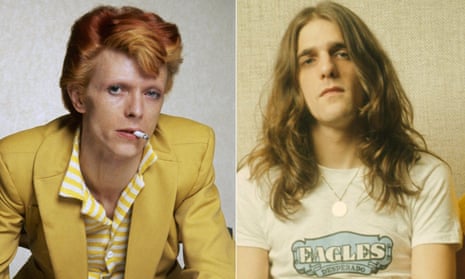 Star men … David Bowie in 1974 and Glenn Frey of the Eagles in 1973.