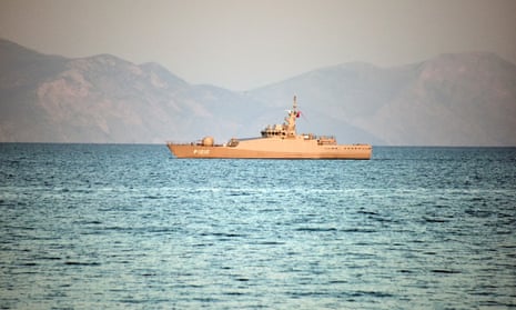 A Turkish naval vessel near the Bodrum peninsula in 2016. The weekend saw a tense standoff between Turkish and Greek forces near a group of disputed Greek islets in the Aegean.