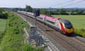 A Virgin Pendolino heads south through the Northamptonshire countryside