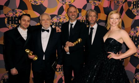 Kieran Culkin, Brian Cox, Jesse Armstrong, Alan Ruck and Sarah Snook at the afterparty of the 2020 Golden Globes