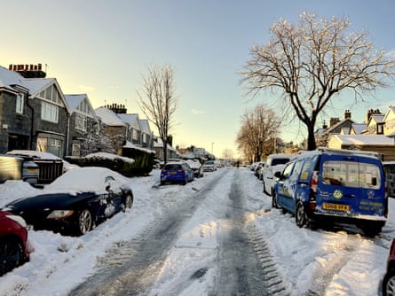 Wintry conditions in the west end of Aberdeen after heavy snowfall overnight.