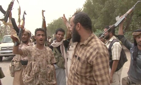 Yemeni pro-government forces gather at the south of Hodeida airport aiming to drive out Iranian-backed Houthi rebels 