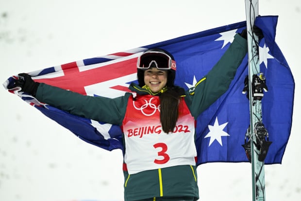 Jakara Anthony after winning the freestyle skiing moguls final earlier this year.