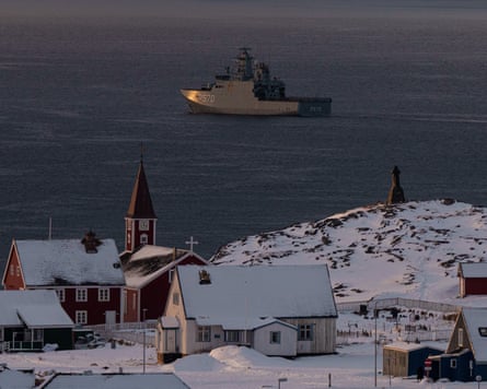 A Danish navy vessel patrolling near Nuuk, Greenland, on 15 January 2026.