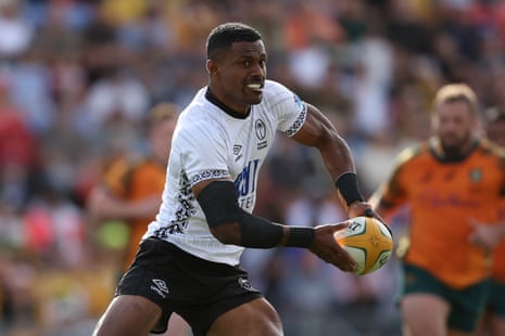 Jiuta Wainiqolo of Fiji in action in the first half.
