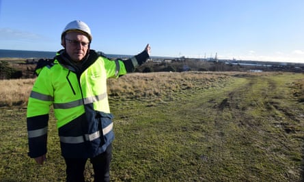 The Britishvolt executive chair, Peter Rolton, at the site of the planned battery plant in Blyth. It is now up for sale.